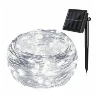 Solar Powered Lights 100 LED String Fairy Lights for Outdoor Christmas Lighting Courtyard Street Garden Decor 10m White