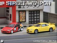 อาวุธบนท้องถนน SW 1:64 EG6ของพลเมืองโซนิค/GTR R34 V-SPEC-II รถโมเดล Diecast สีเหลือง