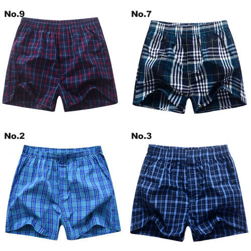 20214PcsLot Men Cotton Plaid Boxer Shorts Underwears High Quality Male Underpants Loose Comfortable Breathable Home Panties Cueca