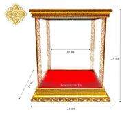 ตู้กระจก ตู้ครอบพระ สำหรับพระหน้าตัก 5 นิ้ว กรอบไม้สีทอง (ขนาดพระไม่เกิน 19x14x26 ซม.)