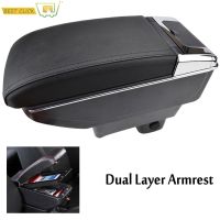 Storage Box Center Console Leather Dual Layer Armrest Arm Rest Tray For Suzuki Swift 2005 - 2020 2006 2007 2008 2009