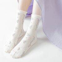 ถุงเท้าข้อสั้นผ้าฝ้าย ข้อกลาง free size พร้อมส่ง womens lovely socks lolita style flower socks SC716