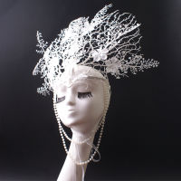 ? Exaggerated Creative Coral Branch White Headdress Performance Stage Model Catwalk Accessories Shooting Photographic Studio Props Hair Accessories