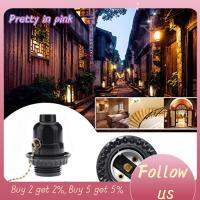 PRETTY IN PINK 1 พร้อมสวิตช์ดึง Bakelite E27ฐานหลอดไฟ 250โวลต์ ฟันครึ่งซี่ ที่วางโคมไฟ มีประโยชน์และดี สีดำสีดำ ซ็อกเก็ตหลอดไฟ โคมไฟโต๊ะ