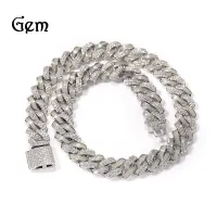 [COD] Cross-border new hip-hop 13mm luminous zircon strip Cuban chain mens necklace European and simple all-match