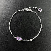 Unheated Violet Sapphire Diamond Bracelet สร้อยข้อมือเพชรแซฟไฟร์สีม่วง(ไม่เผา) เนื้อสะอาดมาก ประดับเพชรแท้น้ำ95-96 ตัวเรือนเป็นทองขาว18k