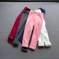 ☌✤☞ Autumn Winter Girls Fleece Leggings Kids Slim Thermal Trousers children 39;s Solid Color Plus Velvet Warm Pants