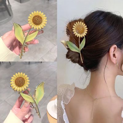 Korean style light luxury sunflower hairpin new fashion shark clip headdress exquisite hair accessories
