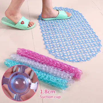 Plastic Clear Blue Non-Slip Shower Cushion Mats with Suction Cups