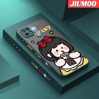 JIUMOO เคสสำหรับ OPPO A15 A35 A15s 4G ลายการ์ตูนเด็กผู้หญิงดีไซน์ใหม่ขอบสี่เหลี่ยมด้านข้างบางมีน้ำค้างแข็งโปร่งใสกันกระแทกเคสมือถือแข็งปลอกซิลิโคนคลุมทั้งหมดเคสป้องกันกล้องแบบอ่อน