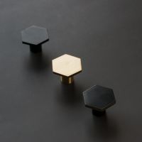 1 Buah Mewah Warna Emas Mini Hexagon Menangani Seng Logam Campuran Hitam Satu Lubang Laci Tarik Lemari Pintu Menangani Furnitur Pintu Tombol