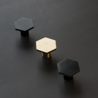 ❂ Luxury 1 Pc Gold Color Mini Hexagon Handles Zinc Alloy Black Single Hole Drawer Pulls Cupboard Door Handle Furniture Door Knob