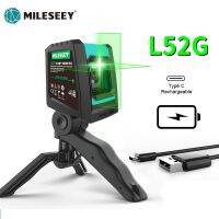 Mileseey L52R เส้นเลเซอร์วัดระดับ2ตัว L62ระดับเลเซอร์360 L6เลเซอร์ Nivel สีเขียวพร้อมแบตเตอรี่และขาตั้งกล้อง