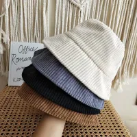 สินค้าพร้อมส่งจากไทยหมวกบักเกตสไตล์เกาหลี (สีพื้นกำมะหยี่) Bucket Hat หมวกปีกรอบ หมวกบักเก็ตลูกฟูก
