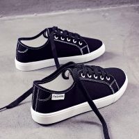 CODiy085671 ♝✈Fresh Canvas Sneakers Shoes Women Flat-bottomed Womens Shoes Students Cloth Shoes Small Black Low Tops Shoes