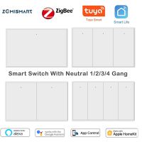 Zemismart Tuya zigbee 1/2/3/4กลุ่มสวิตช์ไฟติดผนังอัจฉริยะพร้อมสายที่เป็นกลาง SmartLife Tuayแอปรีโมทคอนโทรลสวิตช์อัจฉริยะต้นแบบ Alexa Siri ควบคุมเครื่องจับเ