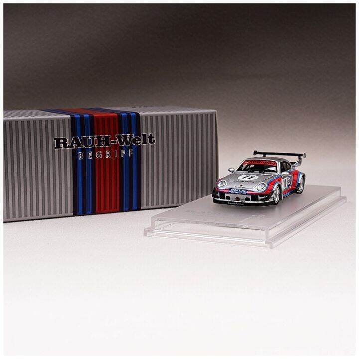 รถแข่งของเล่น-pors-rwb-martini-silver-diecast-supercar-สำหรับเด็กหญิงเด็กชายพร้อมกล่องแสดงผล-cm-โมเดล1-64