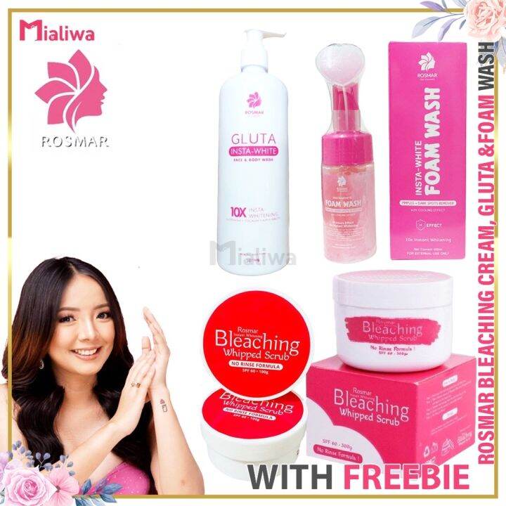 Rosmar Gluta Face Body Wash Foam Wash Bleaching Whipped Scrub Lotion