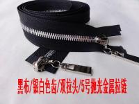 ❃ 5 metal zipper black fabric white teeth 85cm 2pcs/lot polished zipper double zipper heads zipper for bagsgarment accessories