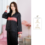 Bộ đồ ngủ lụa pyjama cao cấp phối chữ VENUS SECRET