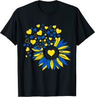 JHPKJUkraine Sunflower Ukrainian Flag Heart Mens T-Shirt Short Sleeve Casual 100% Cotton O-Neck Summer  TShirt 4XL 5XL 6XL