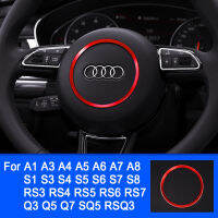 สำหรับ Audi A1 A3 A4 A5 A6 A7A8 Q3 Q5 Q7 SQ5 S1 S3 S4 S5 S6 S7 S8 RS3 RS5 RS6 รถพวงมาลัยตกแต่งแหวนฝาครอบสติกเกอร์-huangjianping