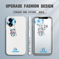 เคสโทรศัพท์สำหรับ OPPO A18 A38การ์ตูนพื้นที่การ์ตูนโดราเอมอนแมวอะนิเมะเคสโทรศัพท์ดีไซน์ด้านข้างลายขอบสี่เหลี่ยมปลอกซิลิโคนน้ำคลุมทั้งหมดเคสกล้อง