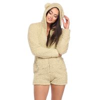 Pajamas Female Warm Autumn Winter Hooded Rabbit Ear Fleece Onesie Women Velvet Sleepwear Short Home Suit Female For Home