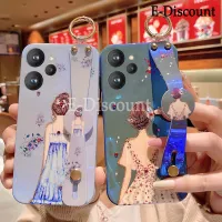 เคส Nillkin สำหรับ Realme10T RealmeC55 NFC ฝาครอบโทรศัพท์ศิลปะหรูหราสายรัดข้อมือของผู้หญิง Bluelight สำหรับ Realme 10T Realme C55 NFC ปกหลังผู้หญิงดอกไม้เคสซิลิโคน