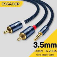 Essager สายสัญญาณเสียง3.5มม. แจ็คไป2 RCA ตัวผู้เพื่อปลั๊กเสริมตัวเมียสาย Aux สำหรับลำโพงทีวีเครื่องขยายสัญญาณชุดโฮมเธียเตอร์ DVD