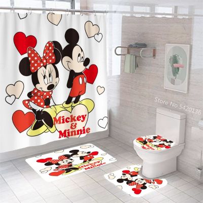 【CW】✧♀卐  Minnie Shower Curtain Cartoon Pattern with Hooks for Gifts