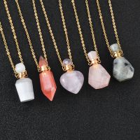 【YF】▣  1Pc Stone Bottle Pendants Memorial Keepsake Jewelry Cremation Urn Necklace Ashes 20  Chain with Fill kit