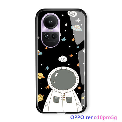 Serpens เคส OPPO Reno10 Pro 5G สุดหรูลายการ์ตูนสำหรับเด็กผู้หญิงดวงจันทร์อวกาศนาซ่าเคสกาแล็คซี่กระจกนิรภัยมันวาวขอบนุ่มด้านหลังเคสโทรศัพท์