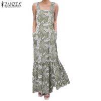 ✘⊕✤ ZANZEA Women Korean Fashion Sleeveless Square Neck Printing Holiday Maxi Dress