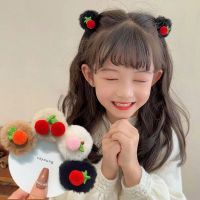 ♧☽ New Cherry Plush Small Hair Claws Girl High Ponytail Clip Fixed Hairpin Claw Clip Advanced Sense Hair Accessories Headwear Tiara