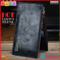 TRUSTY กระเป๋าหนัง กระเป๋าใบยาว Man Fashion Long Wallet Purse CARRS 1672 - น้ำเงิน