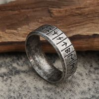 【When the flowers bloom】 Punk Black/steel Color VintageRune Ring SimpleBiker Ring For MenAmulet JewelryWholesale