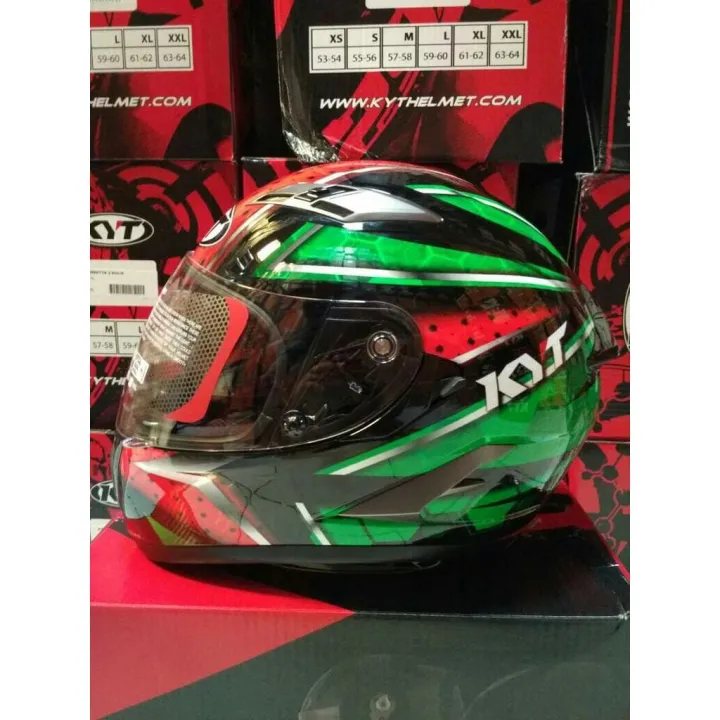 Helm KYT Vendetta All Star Black Red Green Vendeta 2 Full Visor