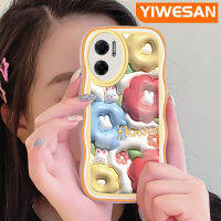 YIWESAN เคสสำหรับ Xiaomi รุ่น MI Xiaomi MI Redmi 10 5G Note 11E 5G Redmi 11เคสลายการ์ตูนสีครีม3D ดอกไม้แฟชั่นหลากสีคลื่นขอบเคสโทรศัพท์แบบใสป้องกันเลนส์กล้องเคสนิ่มโปร่งใสซิลิโคนกันกระแทก