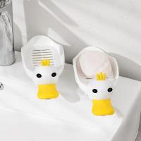 Soap Container Soap Box Cute Duck Shape Soap Tray Dish Holder Bathroom Storage Cover Case Adorable Kitchen Bathroom Accessories Soap Dishes