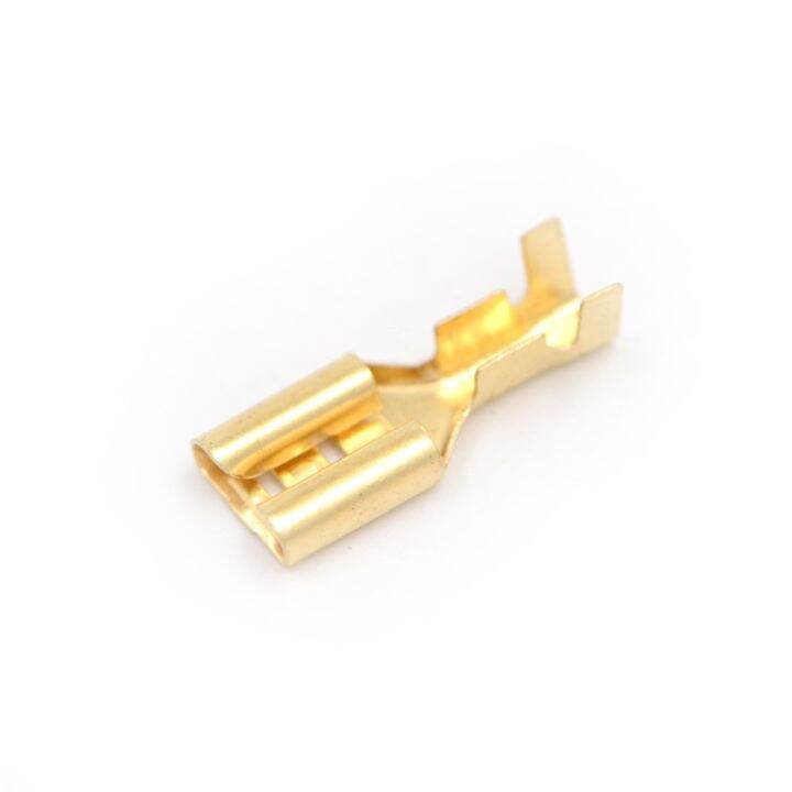 uni-100-pcs-4-8mm-gold-brass-ลำโพงรถยนต์หญิง-spade-terminal-wire-connector