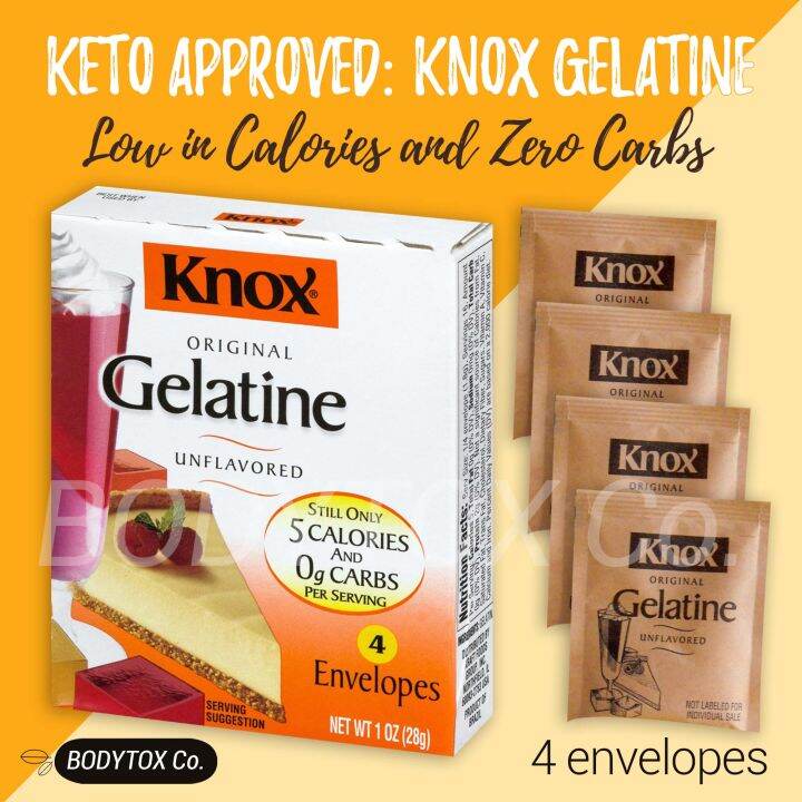 KNOX GELATINE Original Unflavored, 4 envelopes repacked or 1 box