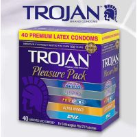 โปรโมชั่น TROJAN™ Pleasure Pack Lubricated Condoms ถุงยางอนามัย รวม 5 รุ่น 5 แบบที่แตกต่างกัน ราคาถูก ถุงยาง ถุงยางอนามัย ถุงยางบาง001 ถุงยางชะลอหลั่ง