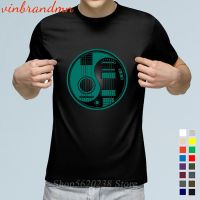 Teal Blue And Black Acoustic Electric Guitars Yin Yang T-Shirt Cotton Men Short Sleeve Unique Music Enthusiast Design Tee Shirt