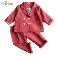 Fashion Girl Boy Formal Clothes Set Suit Jacket+Pant 2PCS Toddler Baby High Quality Suit Blazer Jacket Thick Korean Baby Clothes