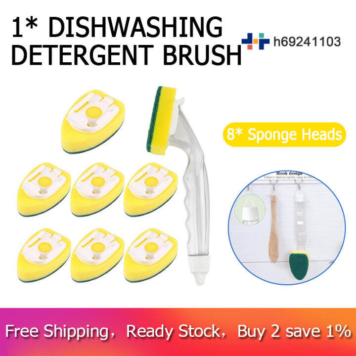 Heavy-duty Dish-washing Stick Sponge, Dish-washing Sponge With Handle,  Non-scratching And Reusable