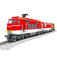 AUSINI 25807 City Series Train With Tracks Building Blocks Railroad Conveyance Kids Model Bricks Toys For Children Boys Gift