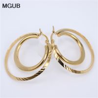 【YP】 New Fashion Big Punk steel  Hoop Earrings Twisted Gold Color Wholesale Top LH719