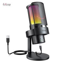 A8 FIFINE Ampligame บวกไมค์ USB กับ RGB ที่ตรงกันข้าม3แคปซูล4รูปแบบขั้ว,หน้าปัดได้รับ,แจ็คไมโครโฟนสดและการปิดเสียง