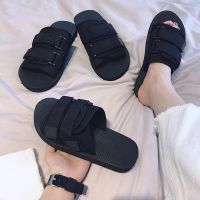 Cool slippers female outdoor wear fashionable joke凉拖鞋女室外穿潮流时尚百搭一字拖韩版情侣学生防滑沙滩鞋7.21